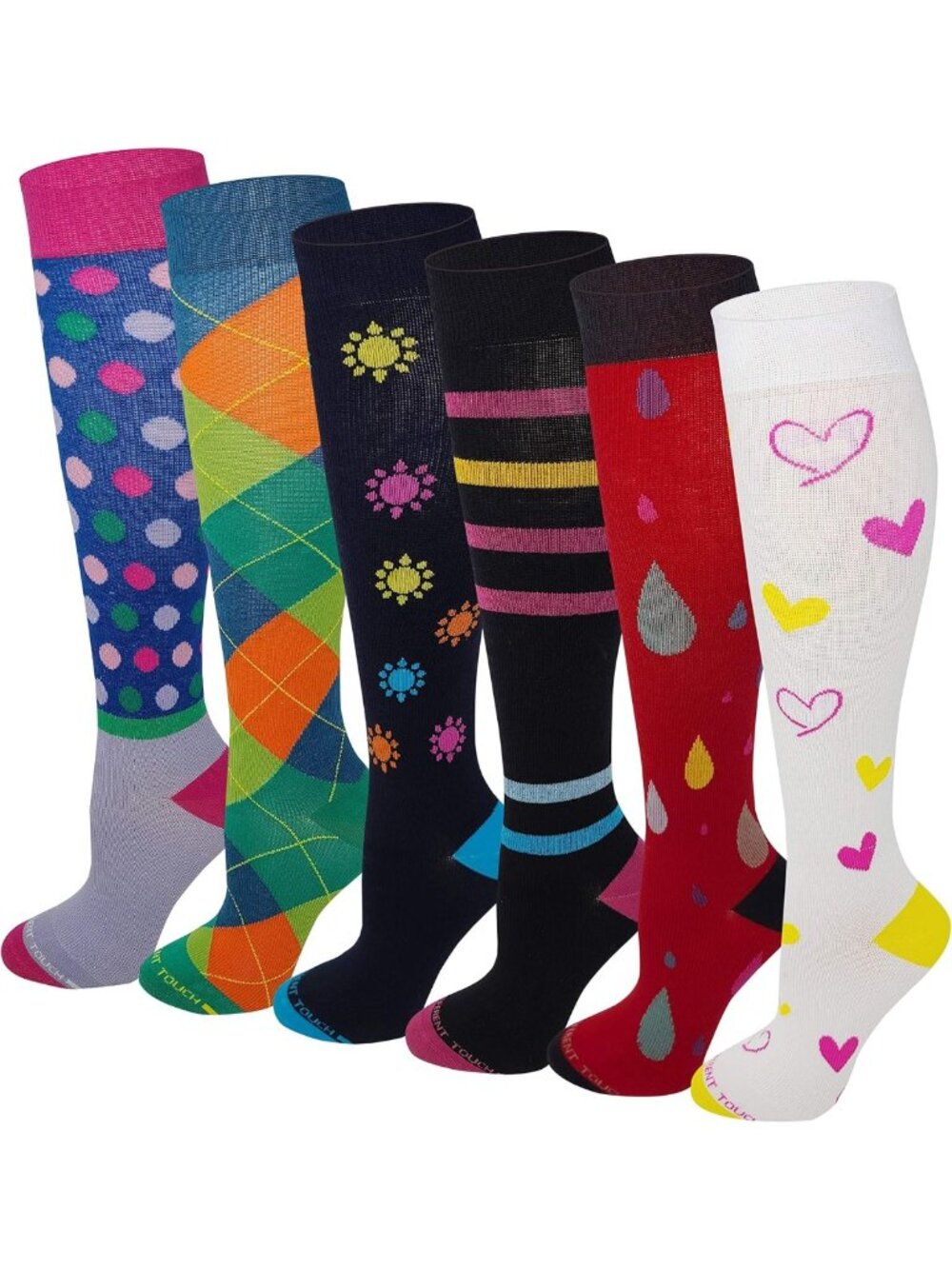 Everyday Cotton Compression Knee High Socks - 6 Pairs for Comfort & Support